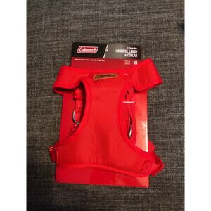 Dog xl Harness/Leash/Collar Coleman Adjustable Red New
